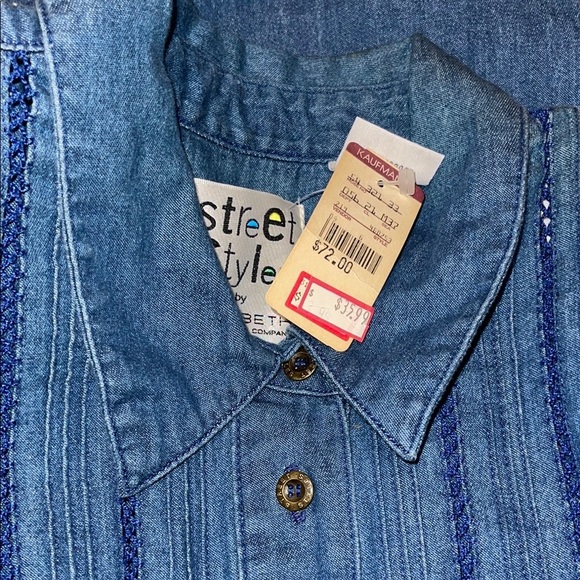 NWT Liz Claiborne Dark Blue Denim Button-Down Shirt Size 14 #265 - Picture 12 of 12